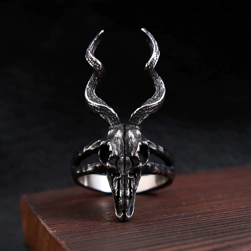 Small Size Vintage Sheep Head Ring Stainless Steel Black Sheep Skull Ring For Men Biker Fashion Punk Jewelry Gifts Dropshipping image 2