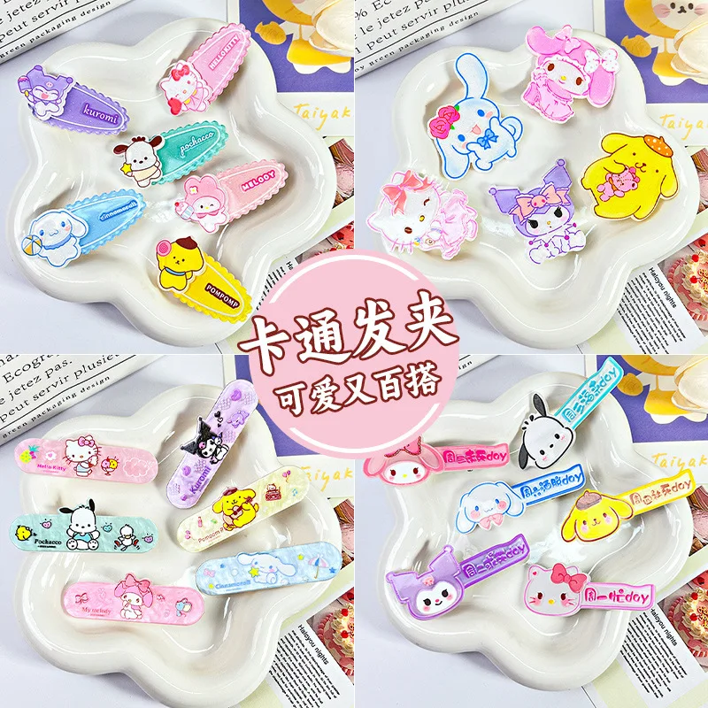 Cartoon Cute Sanrios My Melody Hellokittys Hair Clip Sweet Girl Student Anime Kawaii Pachacco Kuromi Bang Fragmented Hair Clip