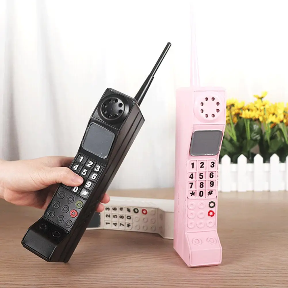 Retro Brick Cell Phone Ornament,90s Phone Prop Vintage Classic Brick Cell Metal Cellphone Model for Photography Scene Decoration