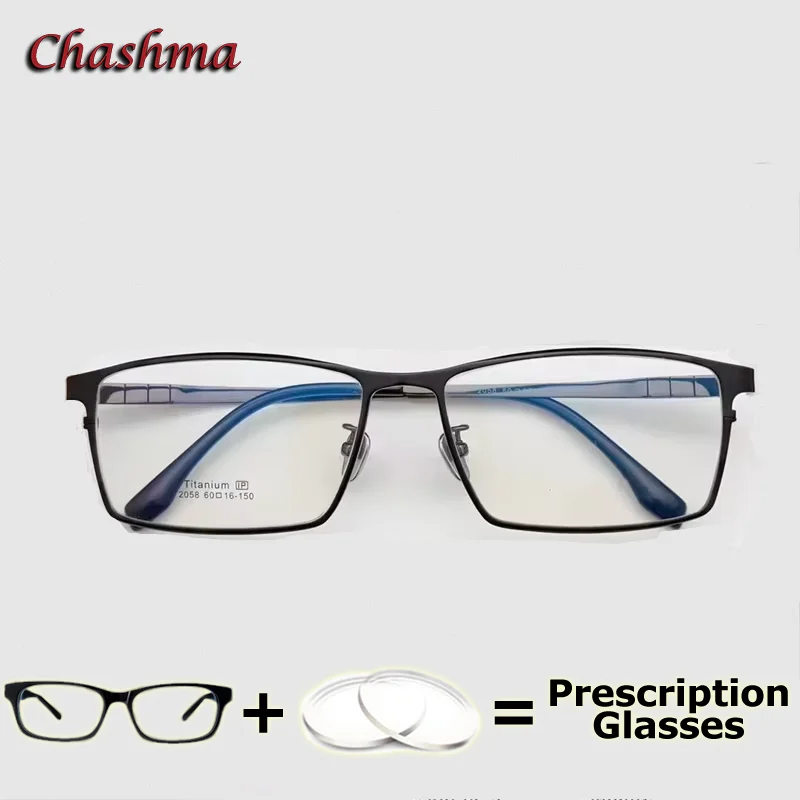 

155 mm Men Wide Glasses Frame Oversize Prescription Spectacle Eyeglass High End Pure Titanium IP Male Glasses for Receipt