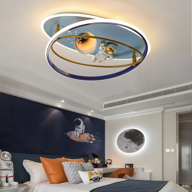 

NEW Kids Room Light Ceiling Astronaut Boys Bedroom Children Study Spaceman Moon Chandelier Home Decor Lamp Lighting Fixtures