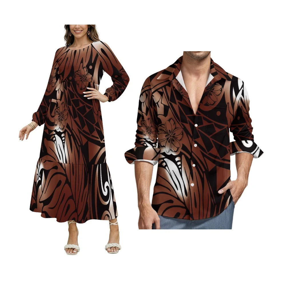 Summer Loose Casual Comfortable Soft Fabric Custom-Made Couple'S Clothing Polynesian Woman'S Elegant Dress Men'S Casual Shirt