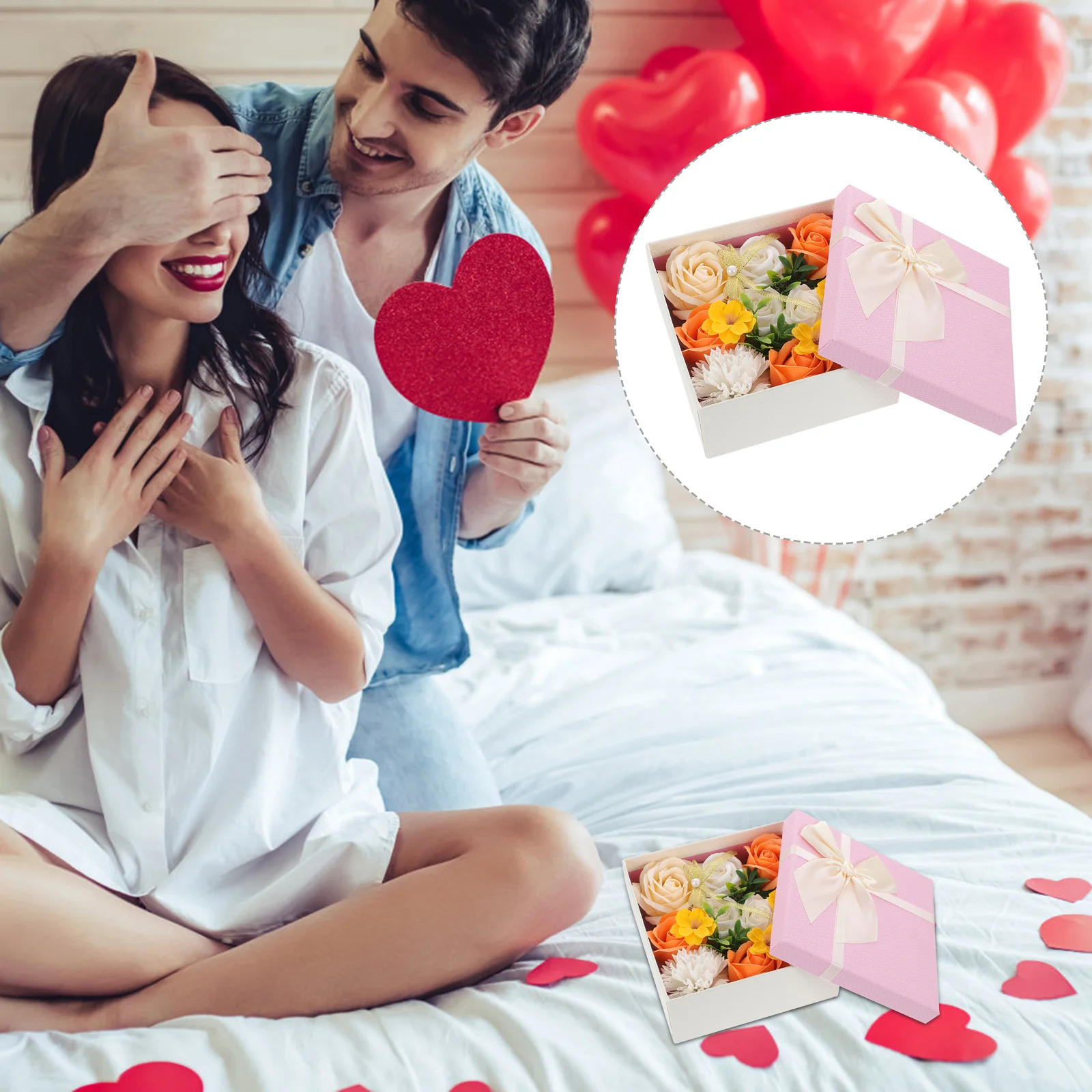 

1Pcs Soap Flower Gift Box Square Beautiful Artificial Rose Flower Home Decoration Romantic Gift for Mother's Day