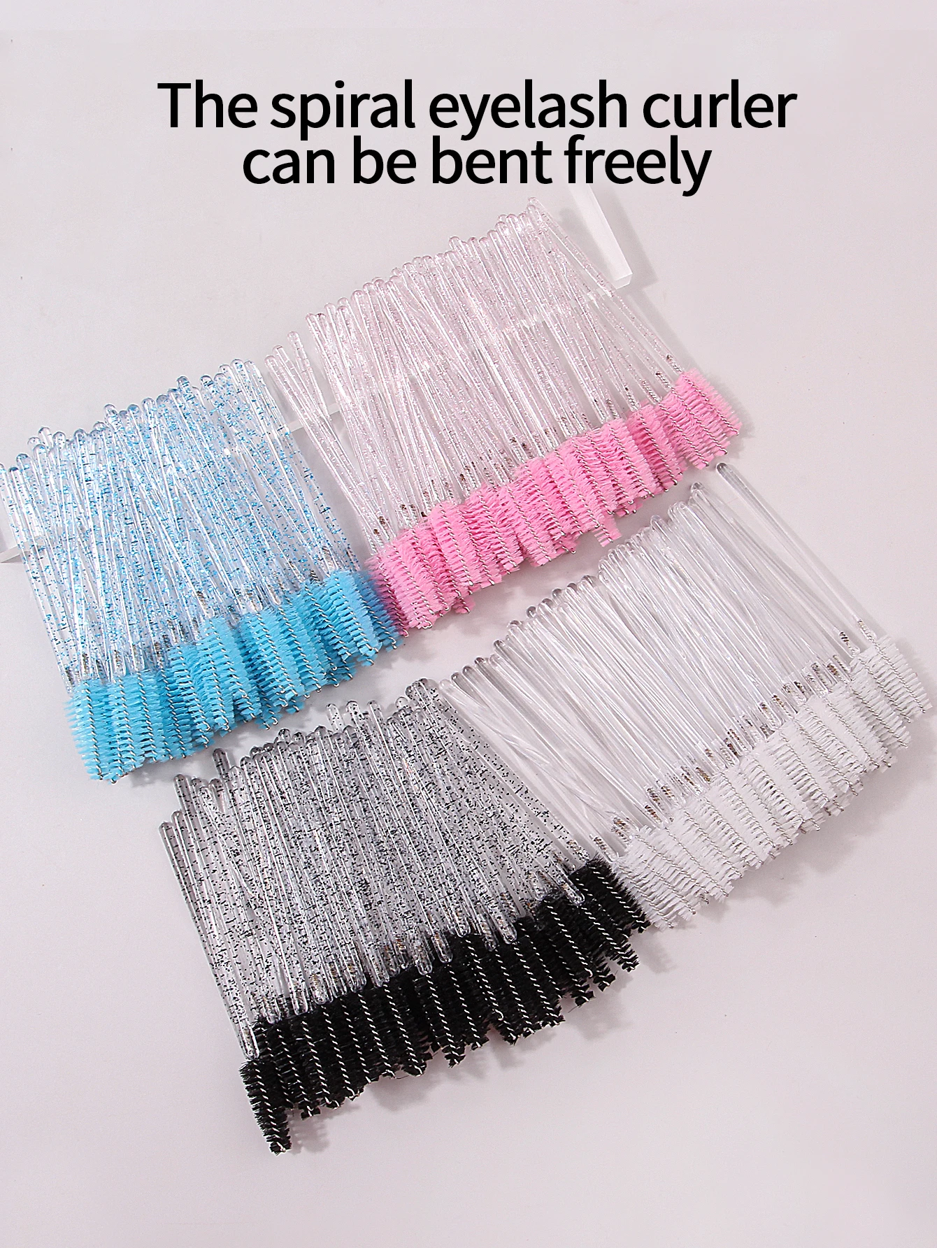 クリスタルまつげブラシ,多目的スパイラルメイクブラシ,再利用可能,ポータブル,50個