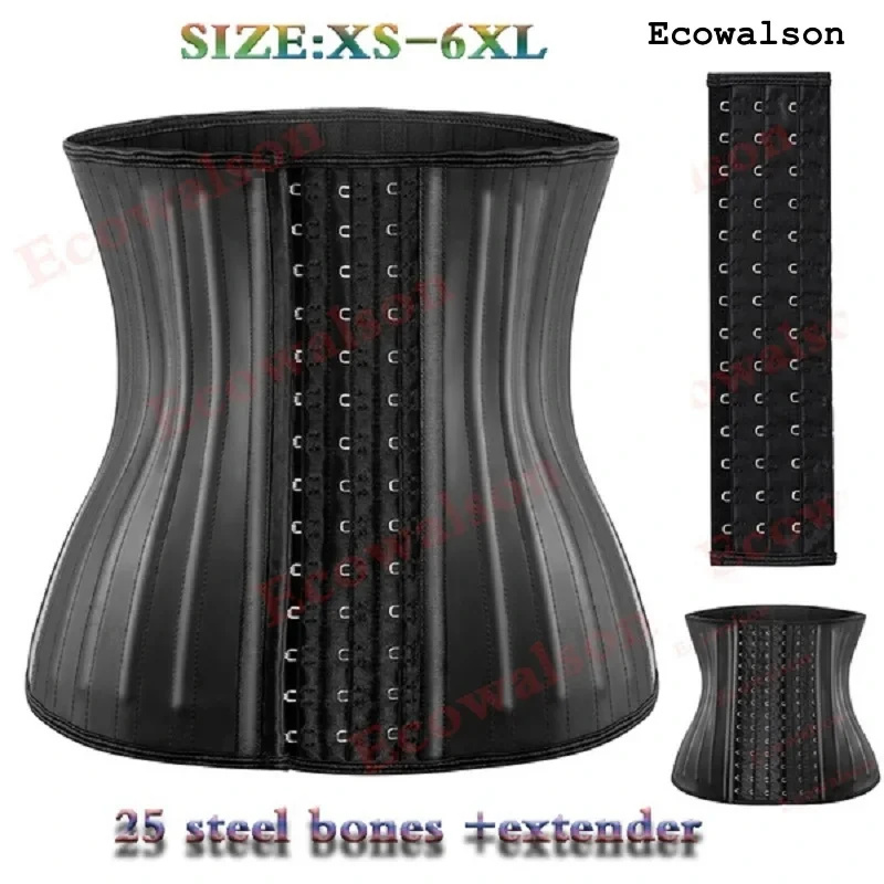 XXXS 25 Steel Bone Waist Trainer for Women Corset Cincher Body Shaperwear Girdles Trimmer with Steel Bone And Extender Ecowalson