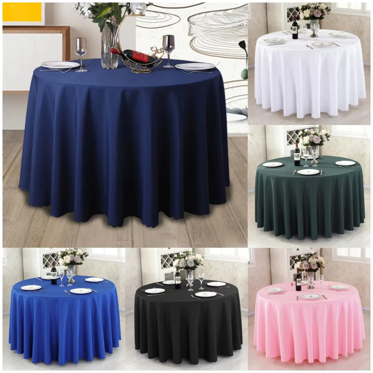 

Wedding Decoration Table Cloth Round Table Cover Polyester Plain Colour Hotel Banquet Events Birthday Party Celebration Holiday