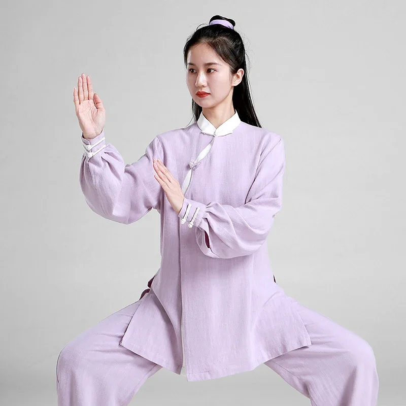 Tai Chi Clothes Wushu Clothing Martial Art Uniform Kung Fu Dress Women Girl Chinese Style Kun Master 2023 New Style Purple