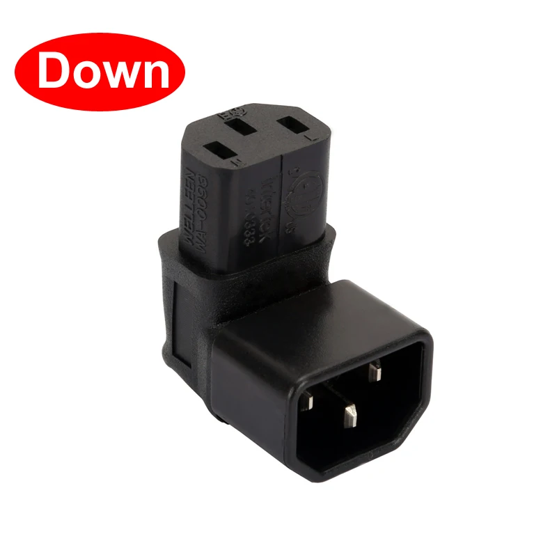 2500W IEC 320 C14 to C13 Left Right Down UP Straight Angle AC Adapter converter IEC 3Pole 3pin Male to Female Extend 90 Degree