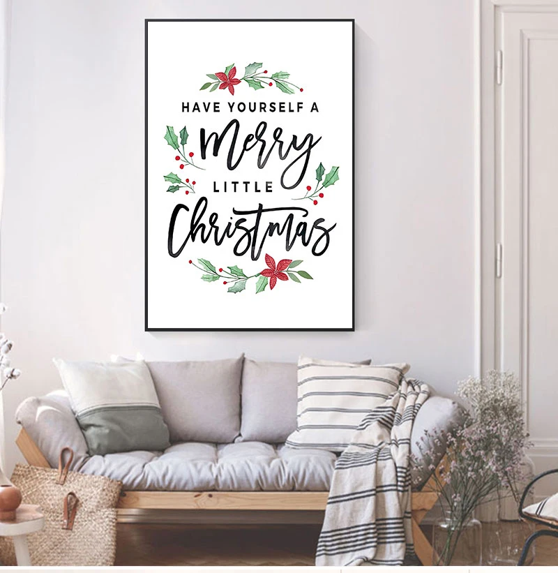 Christmas Decorations Merry Christmas Poster Prints Have yourself a Merry Little Christmas Quote Canvas Painting Holiday Decor