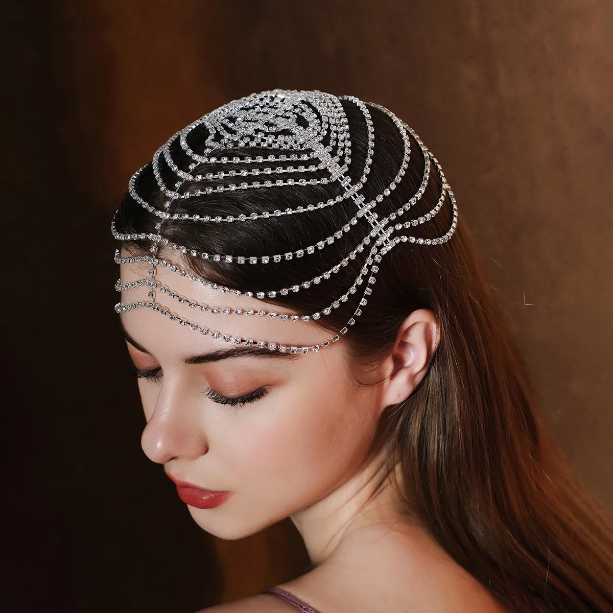 Trendy Charming Rhinestone Head Chain Forehead Headband Idian African Hair Accesories Tiara Headdress BOHO acessórios de cabelo