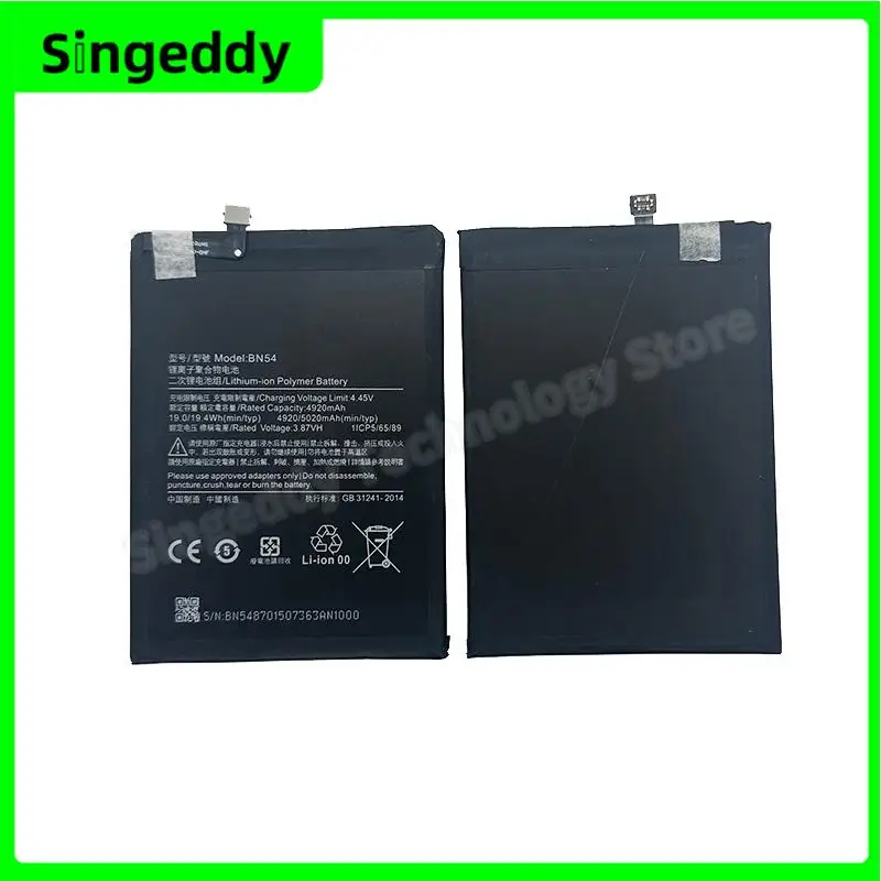 

BN54 Battery For Xiaomi, Mobile Phone Build-in Batteries For Redmi 9, Note 9 5G, 10X 4G, Phone Replacement Repair Part, 4000mAh