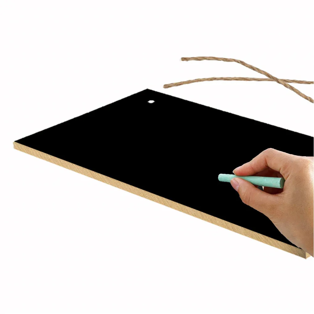 Wooden Hanging Plaque Blackboard with Jute Rope for Home Decor Wall Door Garden Welcome Sign DIY Record Doodle Board Wall