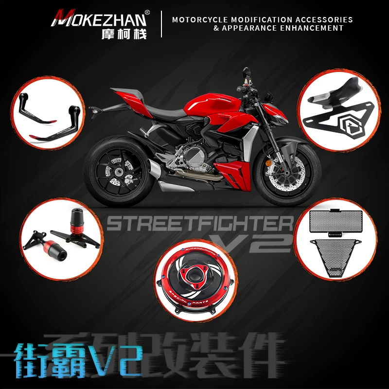 Voor Ducati Streetfighter V2 Accessoires Onderdelen Kentekenplaat Frame Schuifregelaars Wielas Vork Crash Motor Radiator Bescherming Hendels