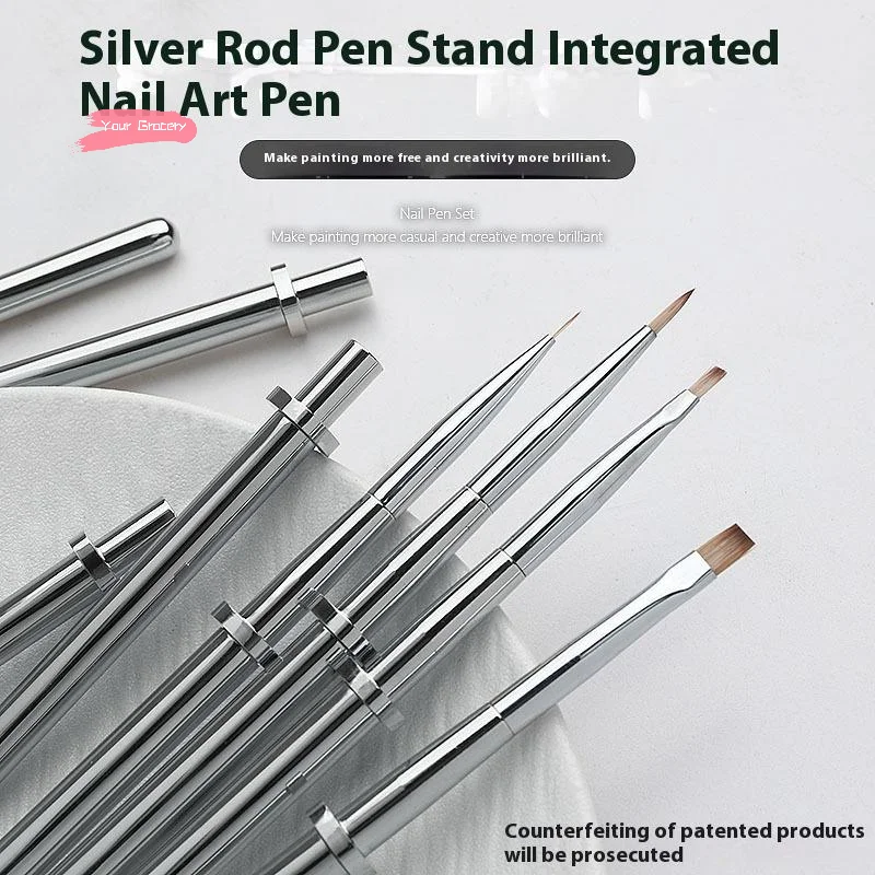 1 個シルバーネイルアートペイントペンブラシ - 高品質の取り外し可能な光線療法ジェルユニバーサルネイルラインマニキュアツール