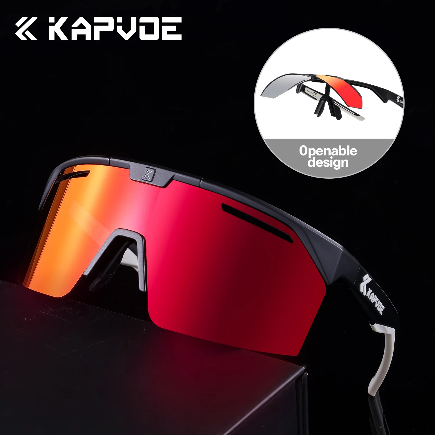 

Kapvoe солнцезащитные очки с откидной крышкой UV400, велосипедные очки с высокими контрастными линзами для мужчин и женщин, уличные солнцезащитные очки для бега, спортивные очки
