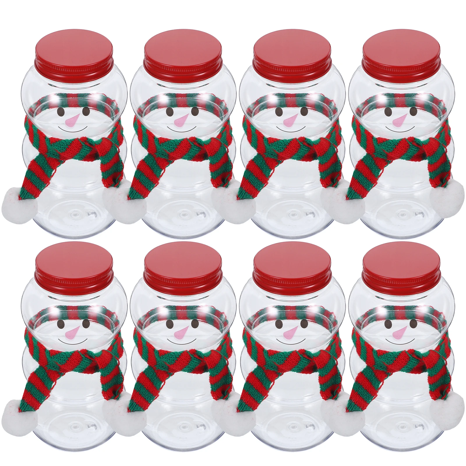 

10 Sets Cute Snowman Beverage Bottles Portable Juice Containers With Caps Flat Bottom Refillable Reusable Empty Safe Pet