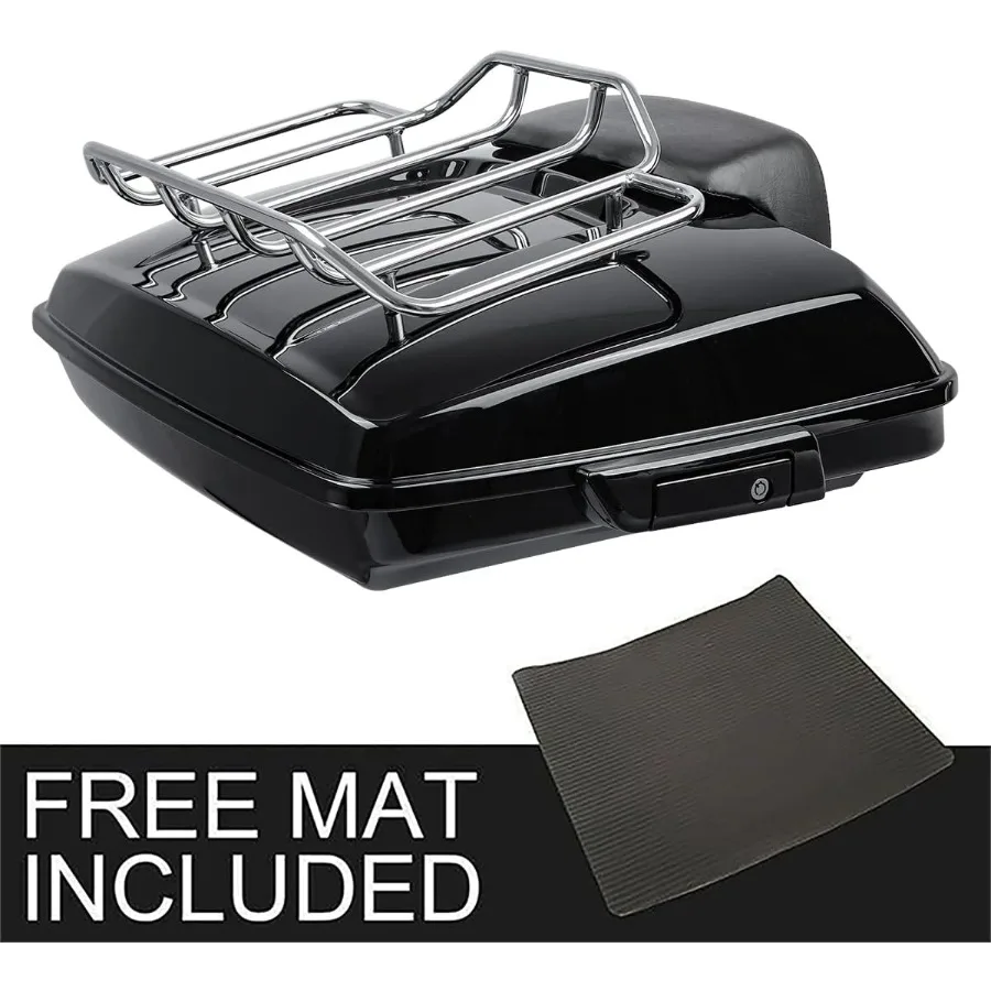 แร็คท้ายรถมอเตอร์ไซค์ Razor Trunk พร้อมฝาปิดพนักพิงและราวบน สำหรับ Harley Road King Electra Street Glide รุ่นปี 2014-2025 รุ่น Touring ทนทาน