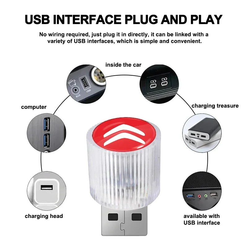 تصفيف السيارة USB مصباح لتهيئة الجو المحمولة سيارة صغيرة LED مصباح لسيتروين C1 C3 C4 جراند بيكاسو C4L C5 C6 C8 VTS Aircross