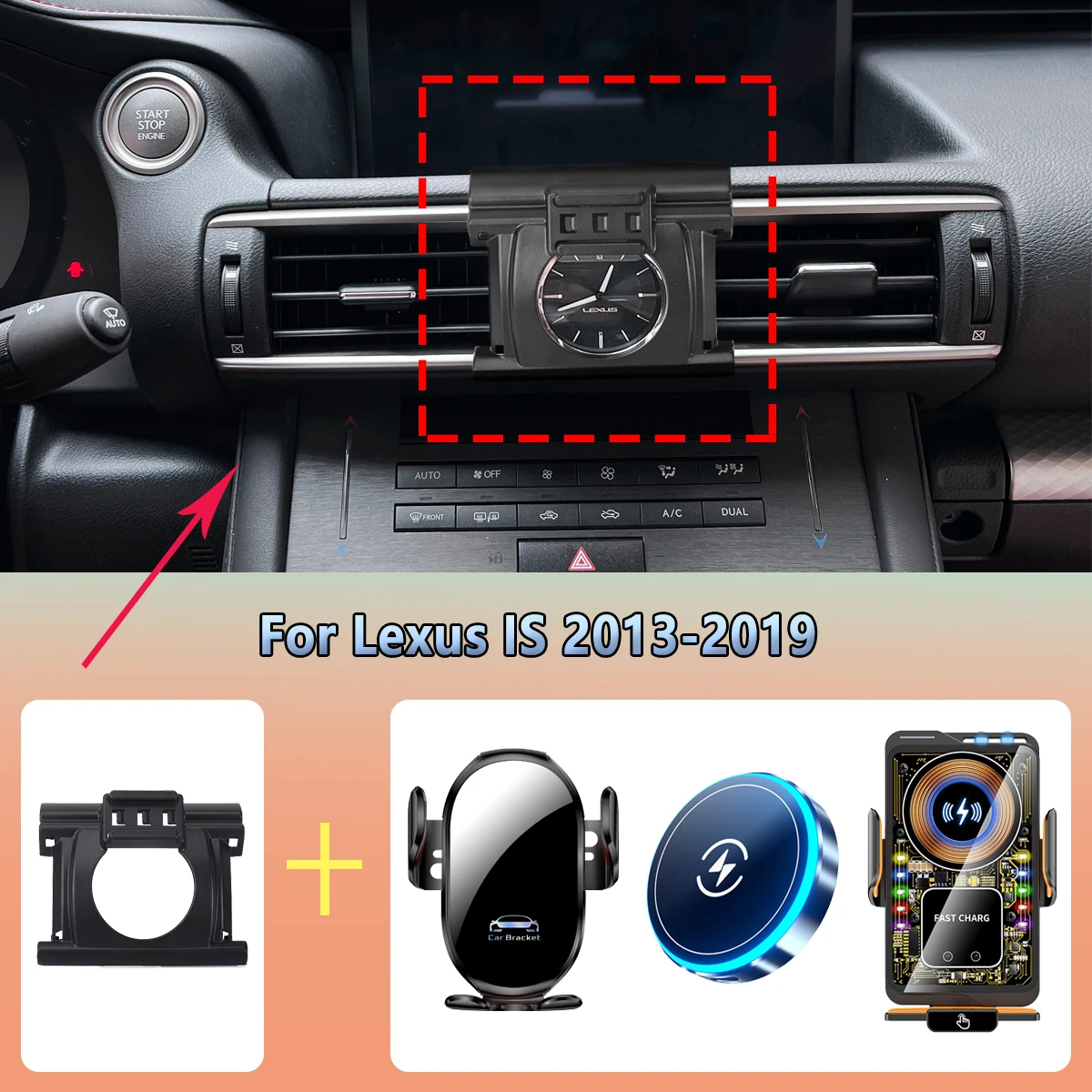 Car Phone Holder Vent For Lexus IS250 300 350 200T 2013 2014-2019 Magnetic Wireless Charging Car For Magsafe Mount Accessories