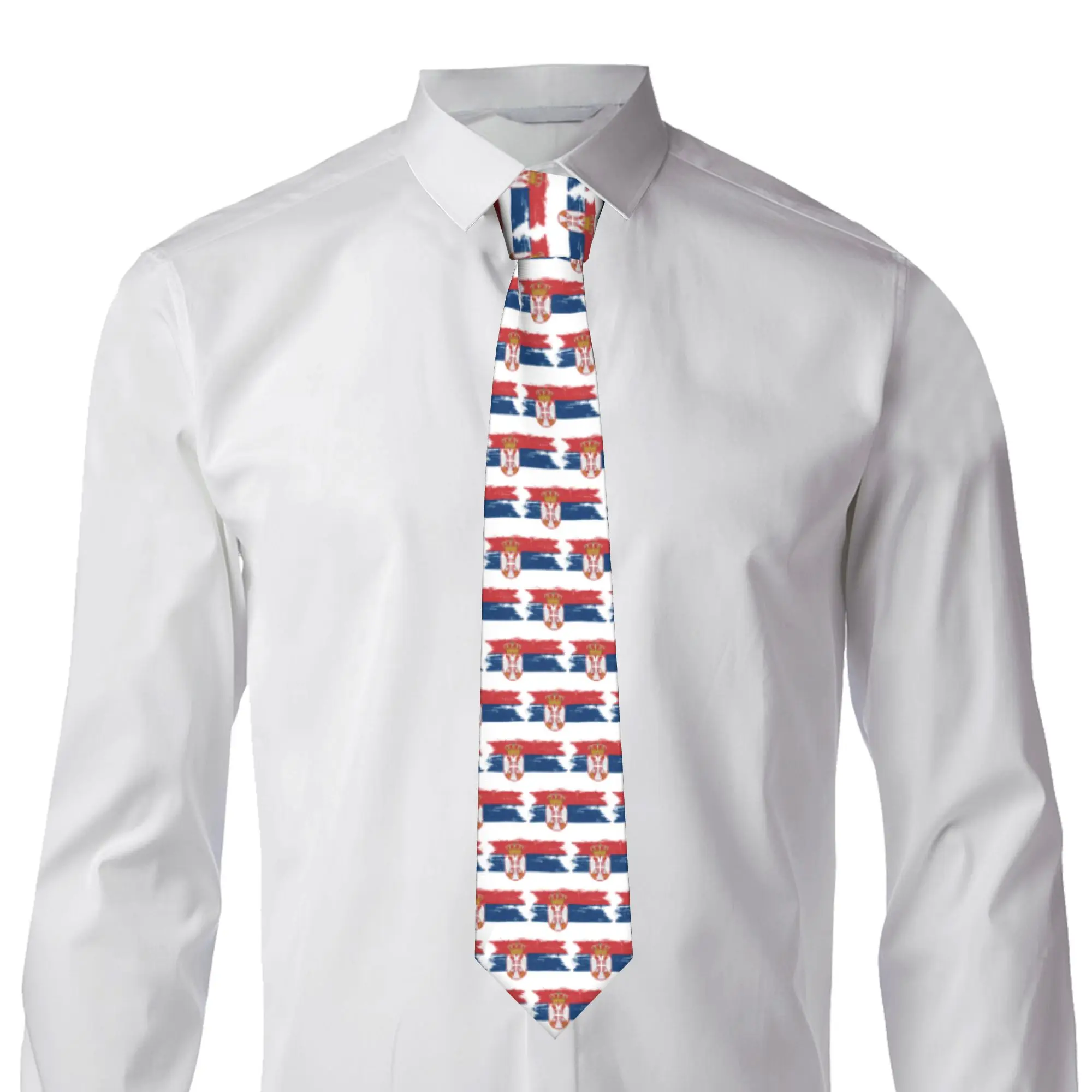 Fashion Serbia Flag Neck Tie for Party Men Serbian Proud Necktie