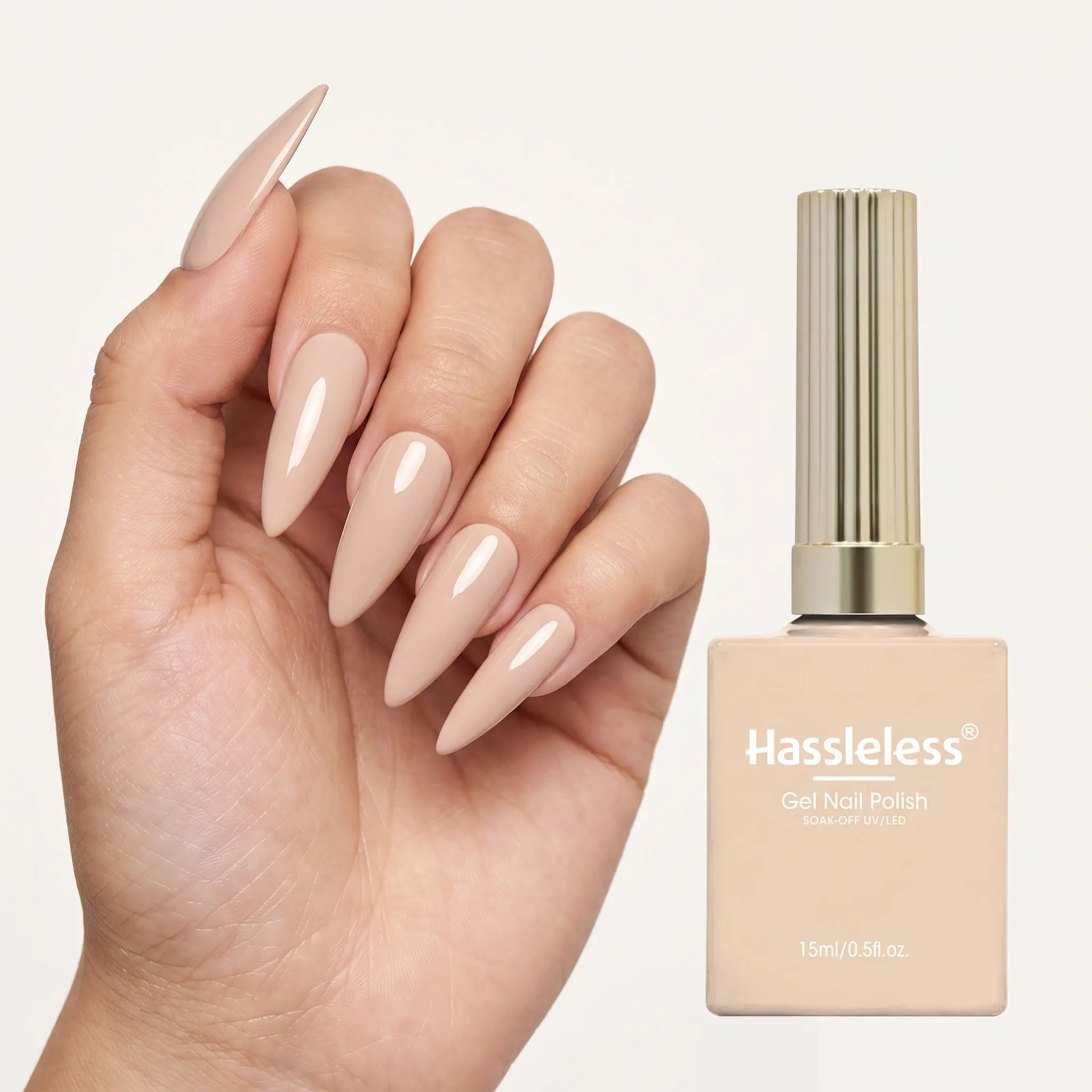 Hassleless Nude Milk Tea Color Gel Polish, single bottle, 0.5 ounces per bottle, stylish and versatile, suitable for DIY nail salons, high saturation gel polish, durable and long-lasting, suitable for all seasons