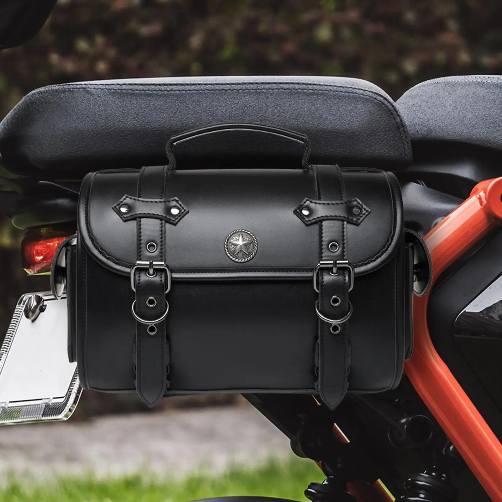 

Motorcycle hanging Saddle bag Motorbike Luggage Storage Pouch Leather Cycling Backseat Pack Front Saddle Hanging Bag Accessories