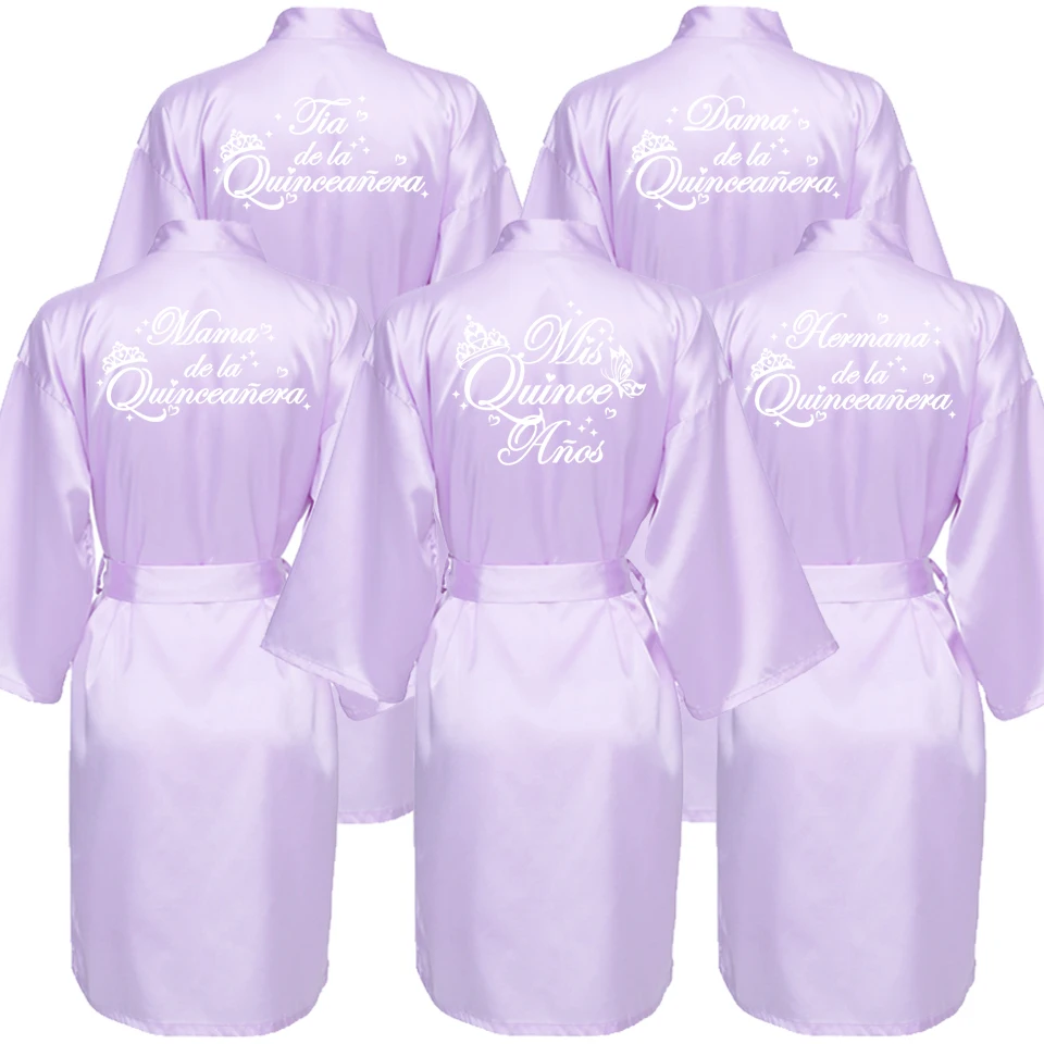 لافندر Mis15 Años رداء 15 سنة فتاة حفلة عيد ميلاد الجلباب Quinceanera رداء Mis XV البشكير ثوب نوم حريري #2