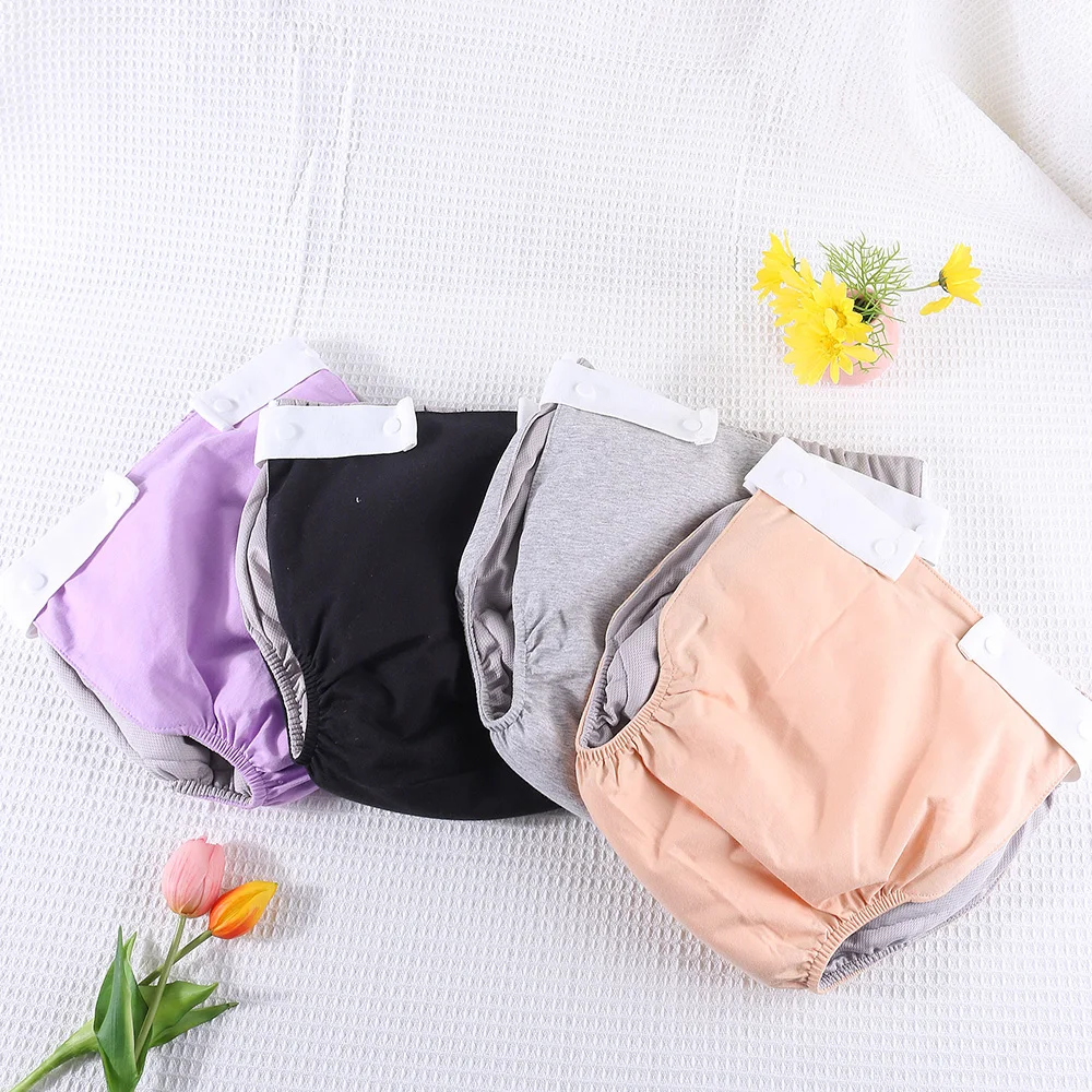 AIO Adjustable Easy To Wear Adult Diapers Washable Cotton Incontinence Cloth Diaper Elderly Diapers Leak proof Underwear