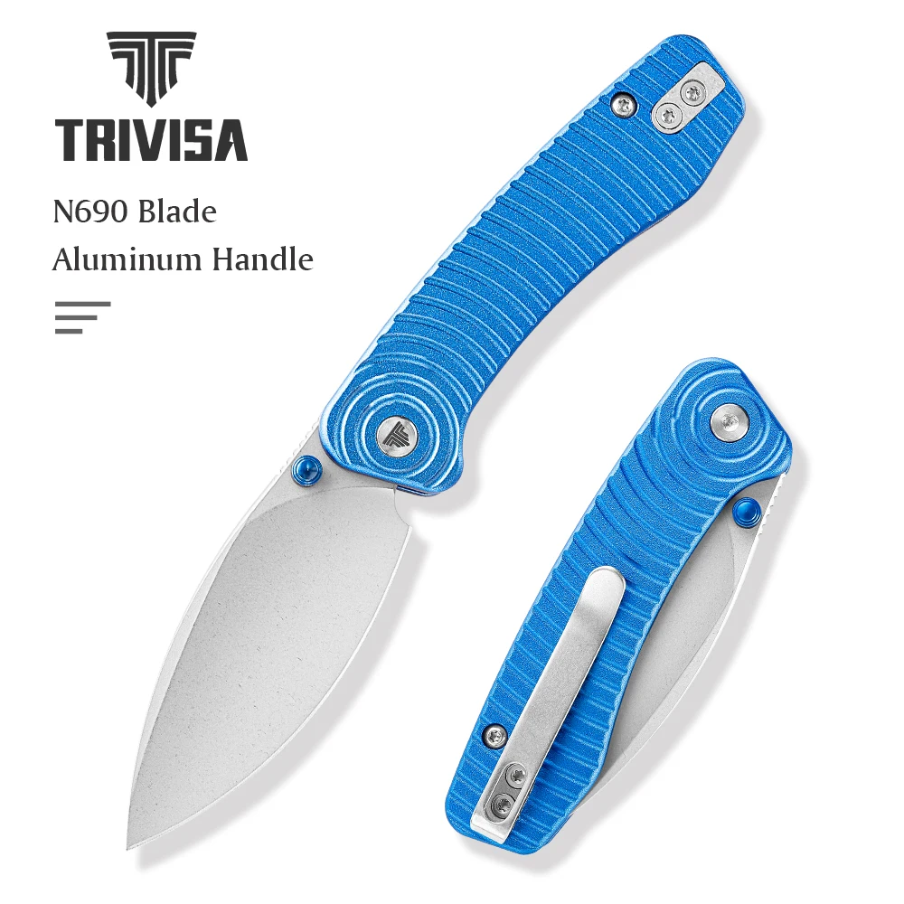 TRIVISA Koala-L EDC Pocket Folding Knife N690 Blade & Aluminum Handle, Outdoor Camping  Hunting Diving Professional Tool for Men