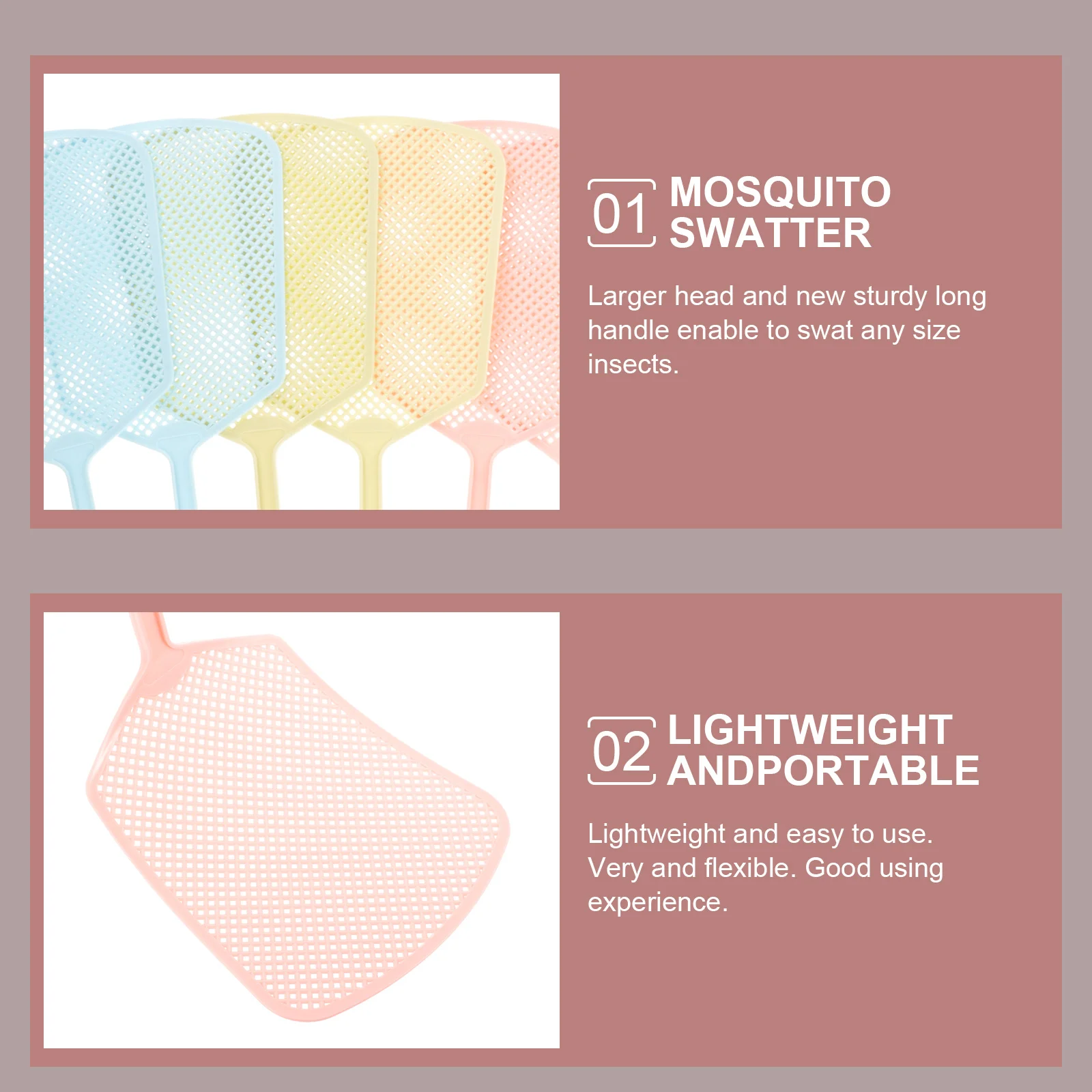 6 قطع منشة الذبابة مع مقبض طويل من البلاستيك الفاخر لأداة الذبابة اليدوية للتحكم في الحشرات في المطبخ المنزلي #2