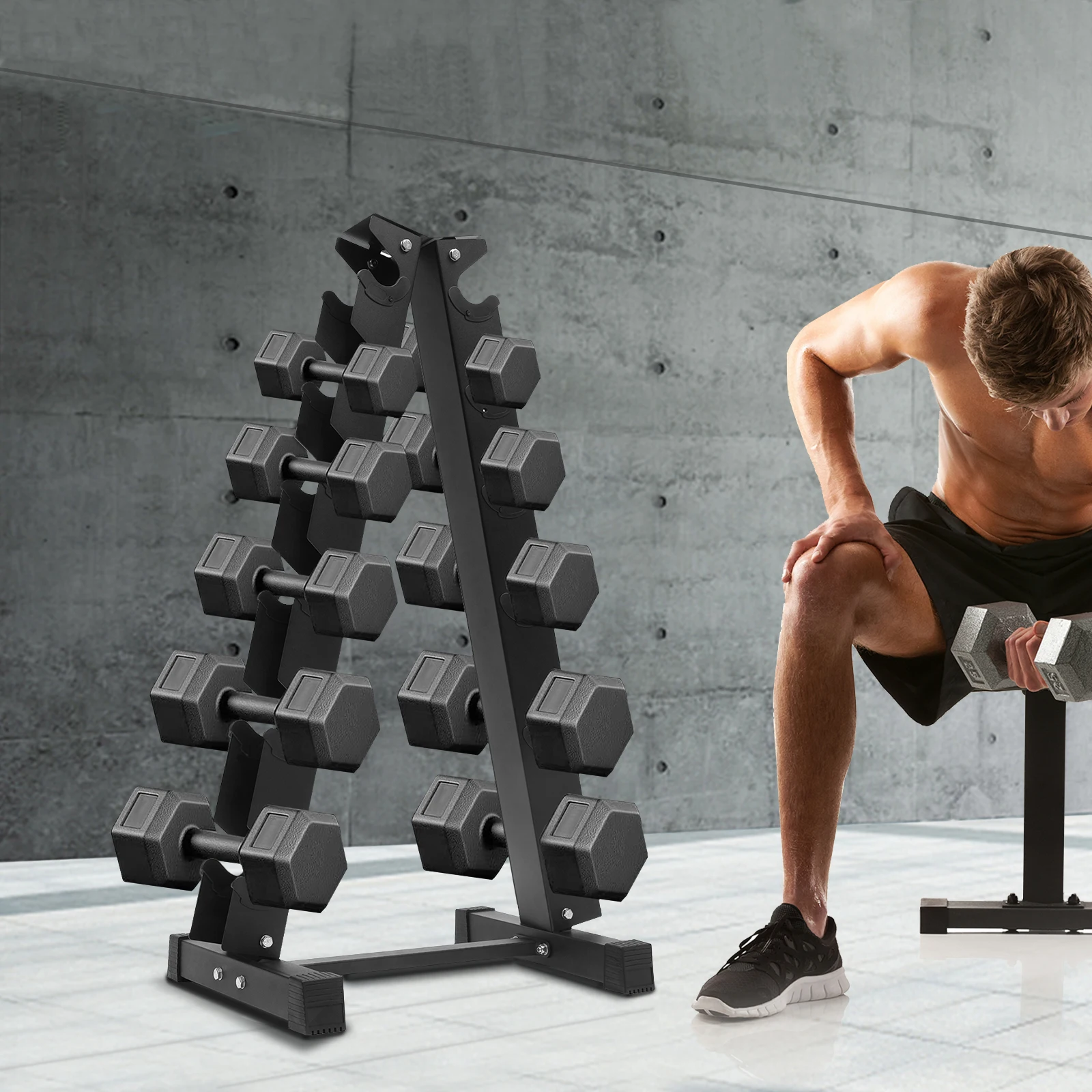 

Dumbbell Rack Stand Only, Weight Rack for Dumbbells Compact A-Frame Home Gym Space Saver