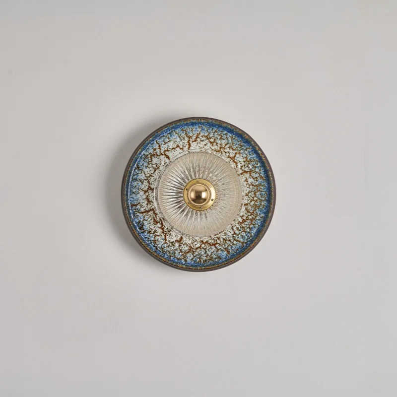 

Wall lamp creative medieval B & B hotel model room living room background wall decorative lamp ceramic