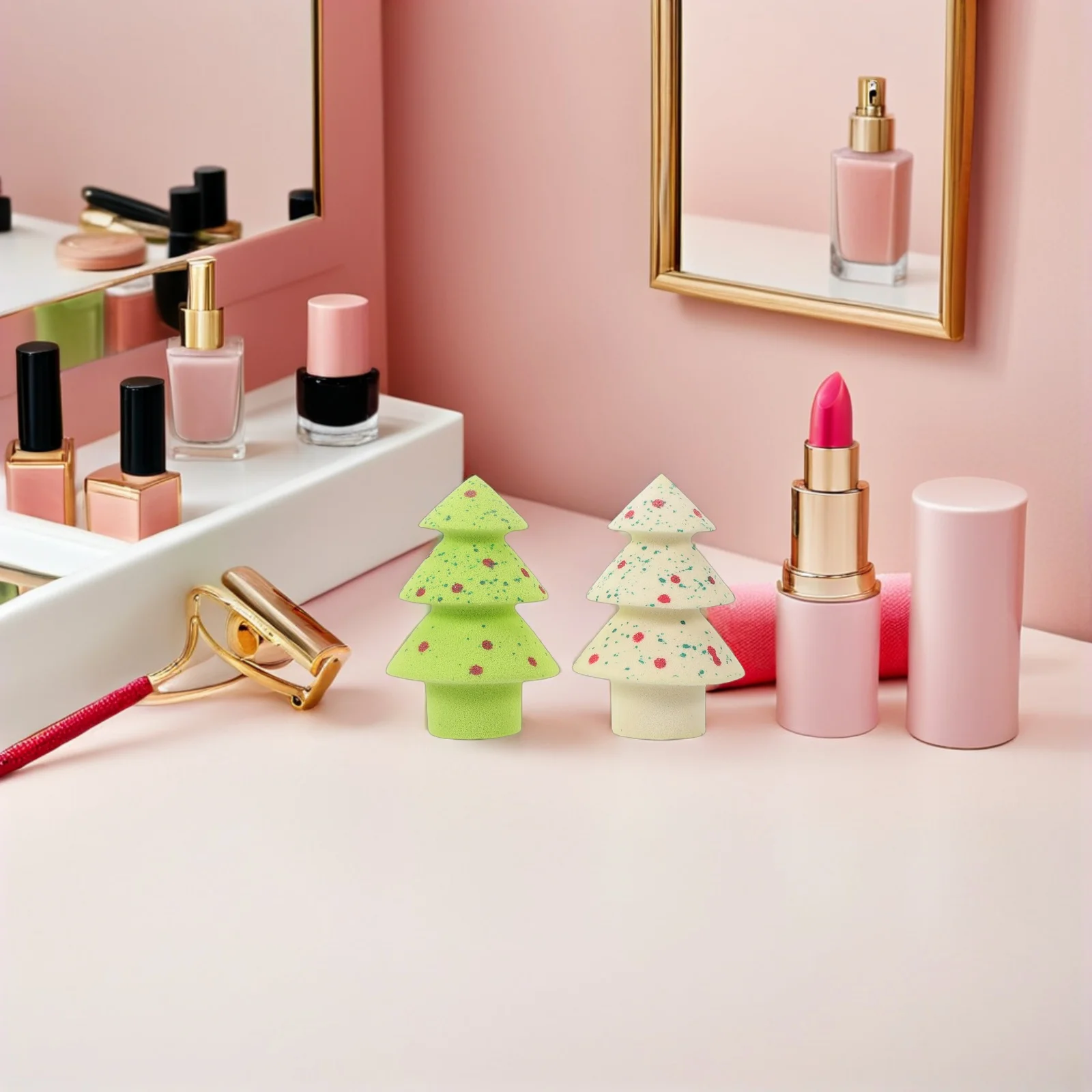 1Set Christmas Makeup Sponge Puff Set Star Ball Design Soft Non-Latex Beauty Egg for Sensitive Skin Wet Foundation Blending