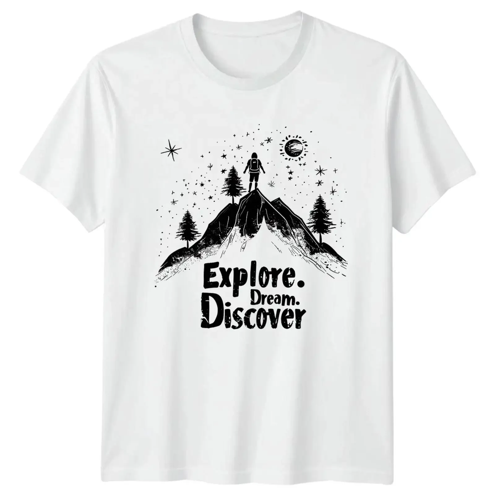 Explore Dream Discover T Shirt Outdoor Adventure Hiking Camping For Him Image 1 of 4 vintage Washed Breathable designer clothes