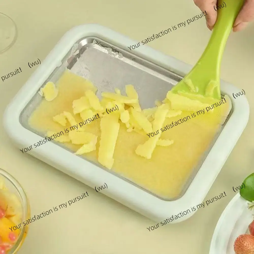 Homemade 304 Stainless Steel Ice Cream Roll Maker with Shovel Deepened Sorbet Maker Rectangular Cold Yogurt Plate Home