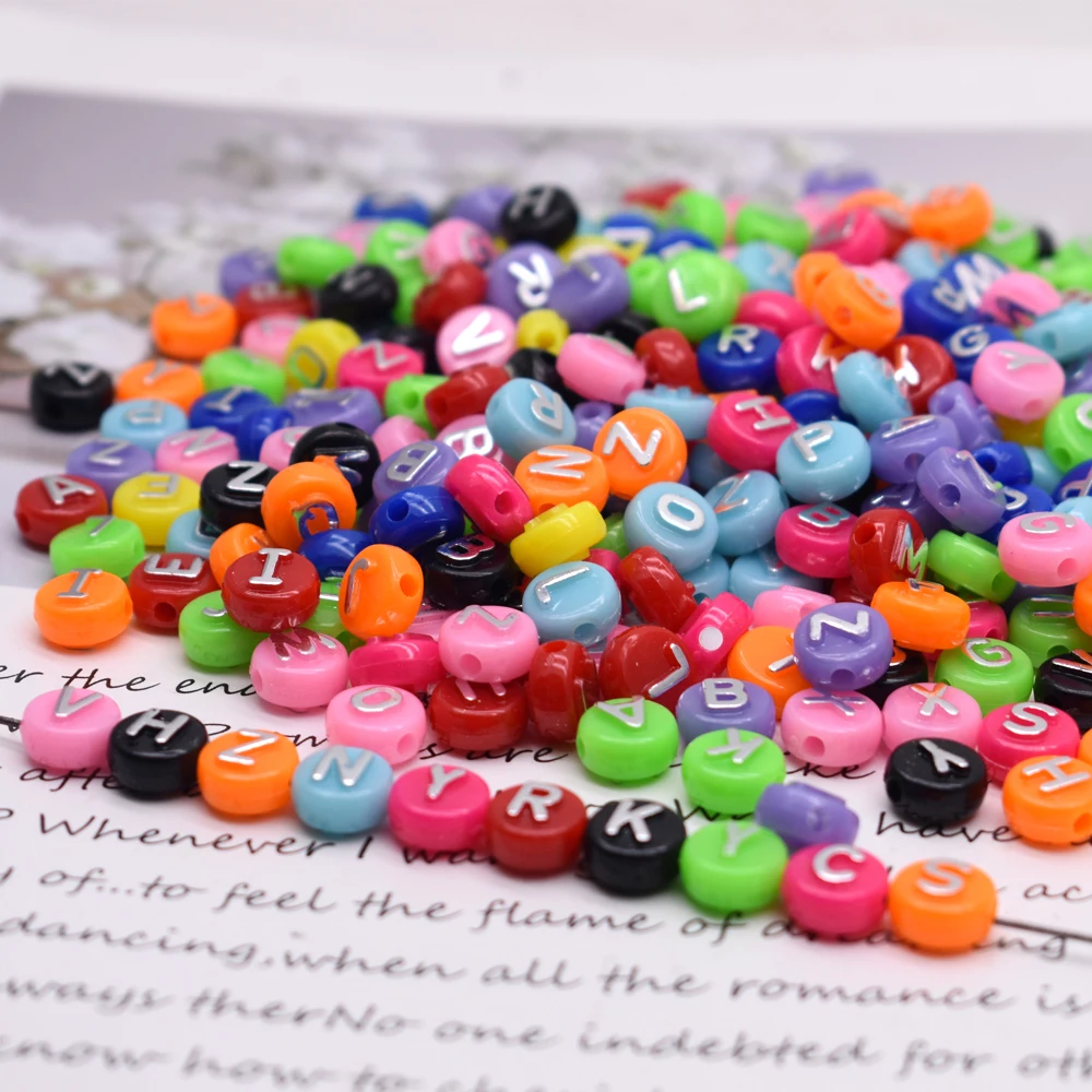 Loose Spacer 10mm 50pcs/lot Acrylic Letter Beads For Jewelry Making Round Beads DIY Letter Beads Charms Bracelet Necklace