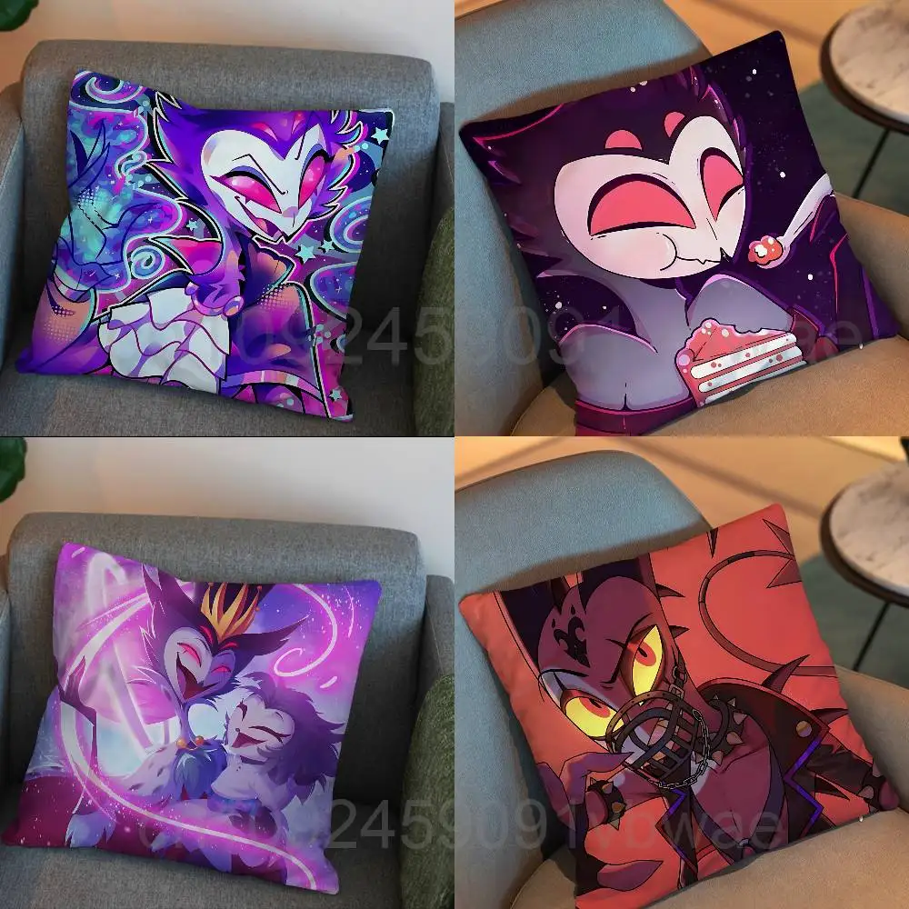 Jaded and cynical Stolas Blito Helluva Boss Pillow Case Square Double-Sided Printing Short Plush Sofa Cushion Cover Bedroom