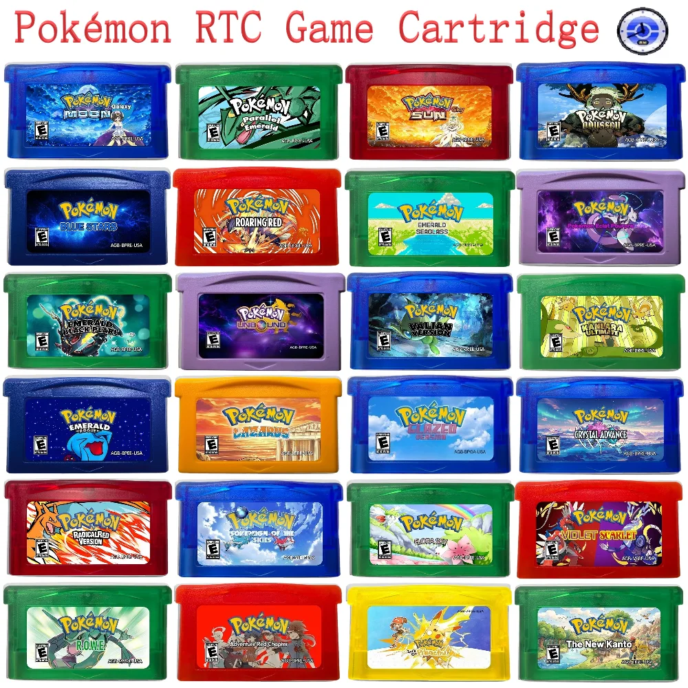 rtc-ポケモンシリーズ英語ゲームカートリッジ、スネークウッド、ブラックパールエメラルド、gba-リアルタイムクロックゲームカード、rom-改造版