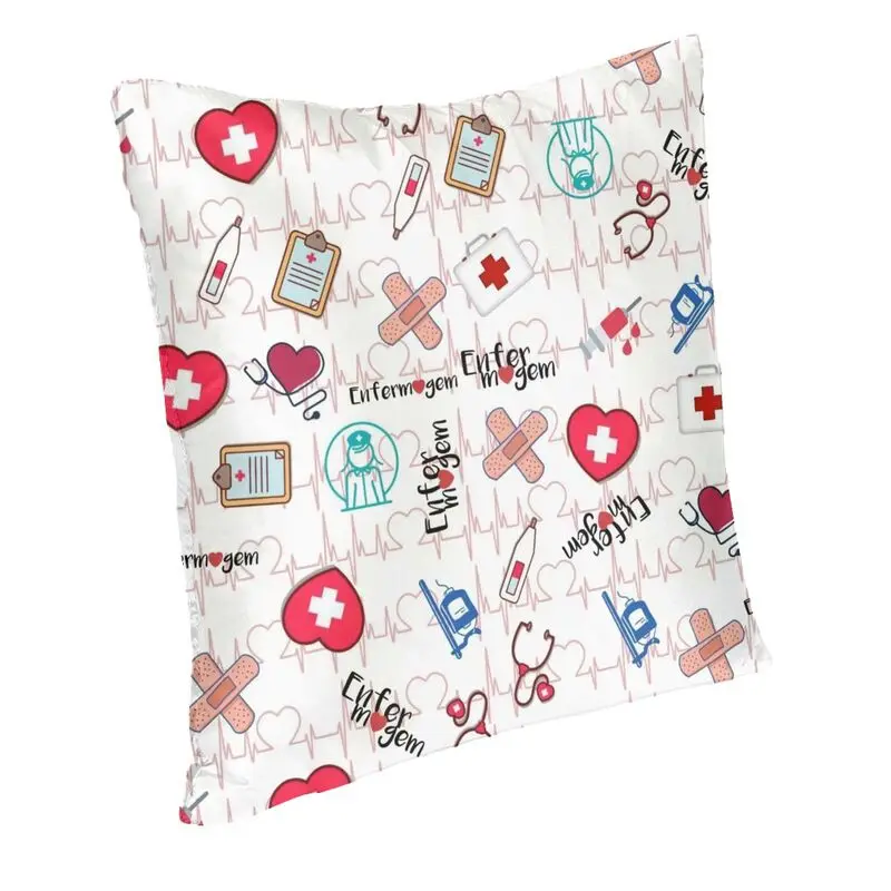 Heartbeat And Stethoscope Doctor Nurse Medicine Pillow Cover Home Decor Cushion Cover Throw Pillow Sofa Double-sided Printing