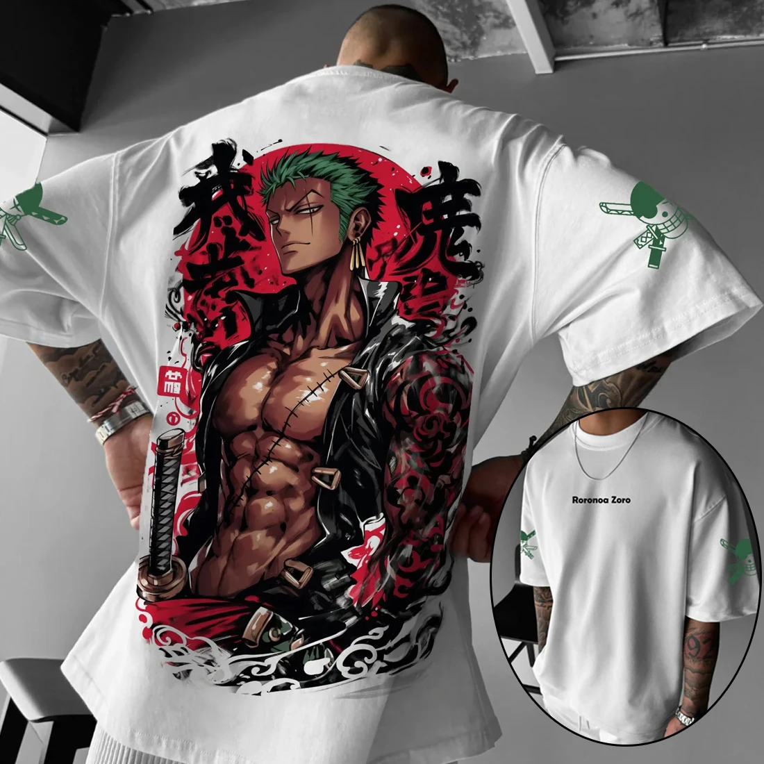 قطعة واحدة انمي ياباني مطبوعة تي شيرت رجالي رورونوا زورو بوي الأطفال Harajuku قصيرة الأكمام الاطفال لوفي تي شيرت الملابس #2