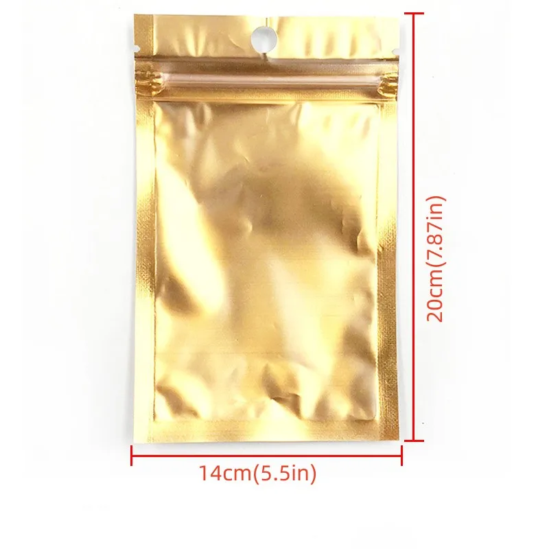 Mylar Bags for Jewelry Storage Resealable Aluminum Foil Stand Up Pouch ,Electronic Products Packaging Zipper Lock Bags - Gold