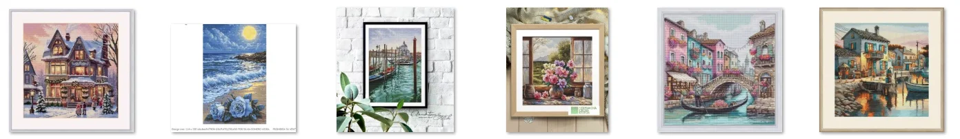 

Cross Stitch Kit DIY Set Decoration Cross Stitch Set New Crafts Handmade Embroidery Blue Roses by the Sea