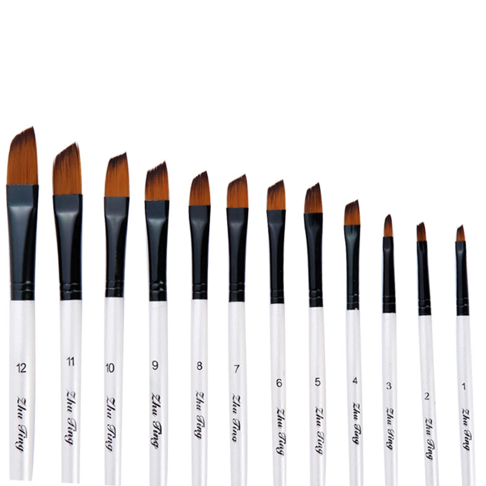 

12 Pcs Brush Set Pottery Glaze Brushes Angle Paint Face Painting Water Color Micro Professional