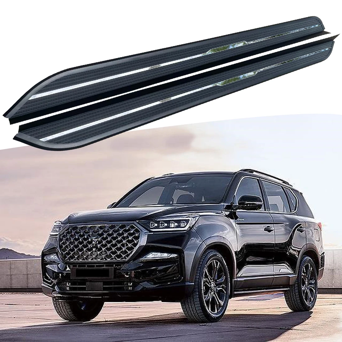 

2 шт. боковой Шаг подходит для SsangYong G4 Rexton 2018 2019 2020 2021 2022 2023 2024 подножка Nerf брусья лестницы алюминиевая педаль