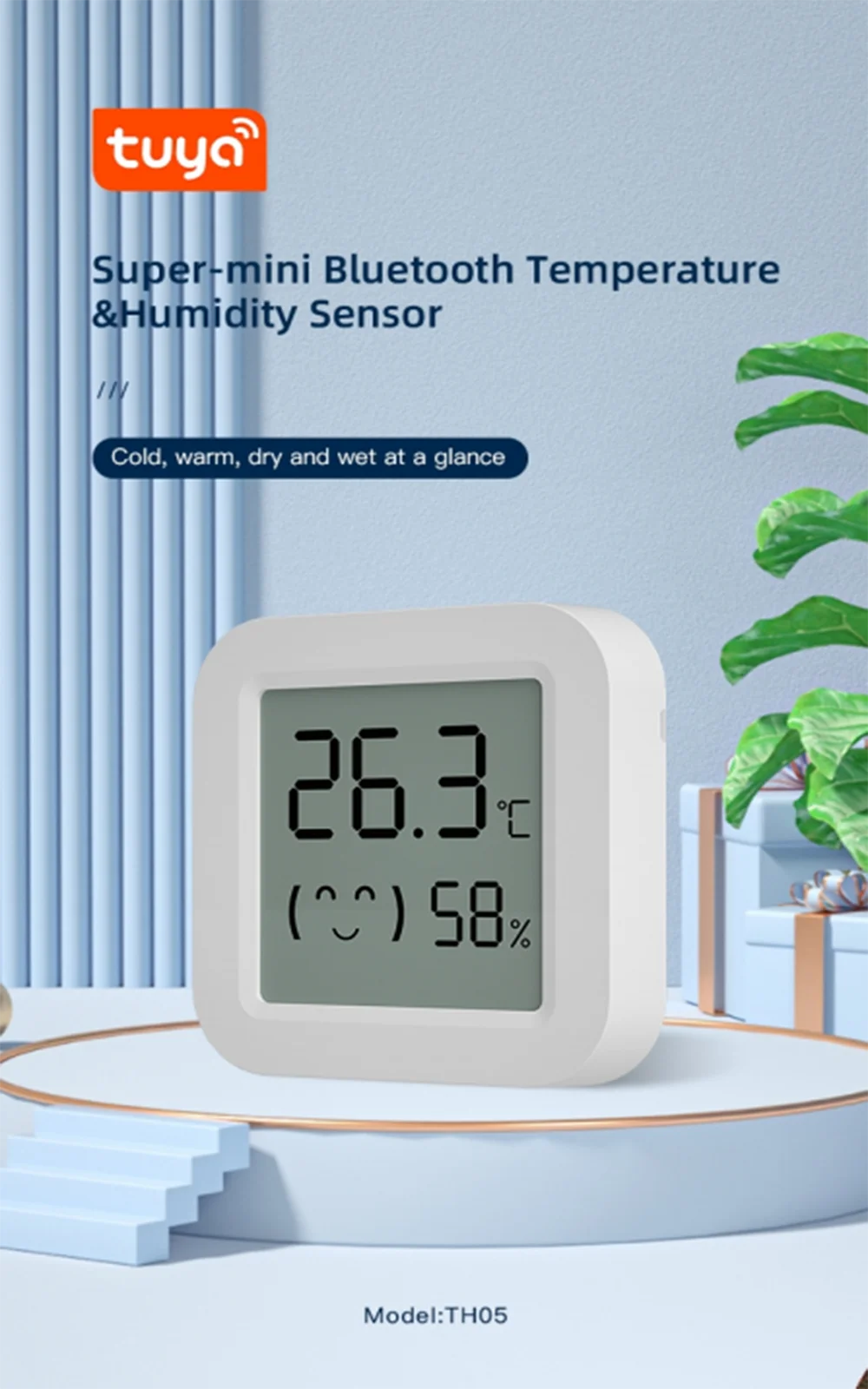 Super-mini TH05 Bluetooth 5.0 Temperature and Humidity Sensor Tuya wifi smart Thermometer LCD Thermometer Support Alexa/Google