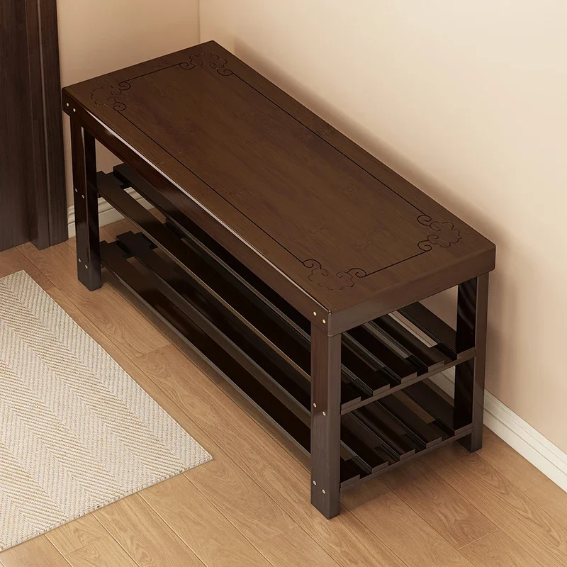 

shoe cabinet, seat stool integrated into the home, shoe stool entering the door, solid wood shoe rack, long stool