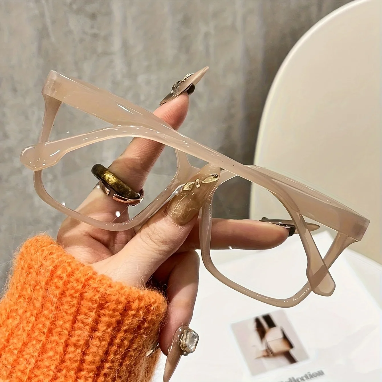1 Stück/2 Stück/3 Stück/4 Stück elegante, einfache und stilvolle geometrische Brille mit transparenten Gläsern, geeignet für das tägliche Lesen im Büro – Detail 11