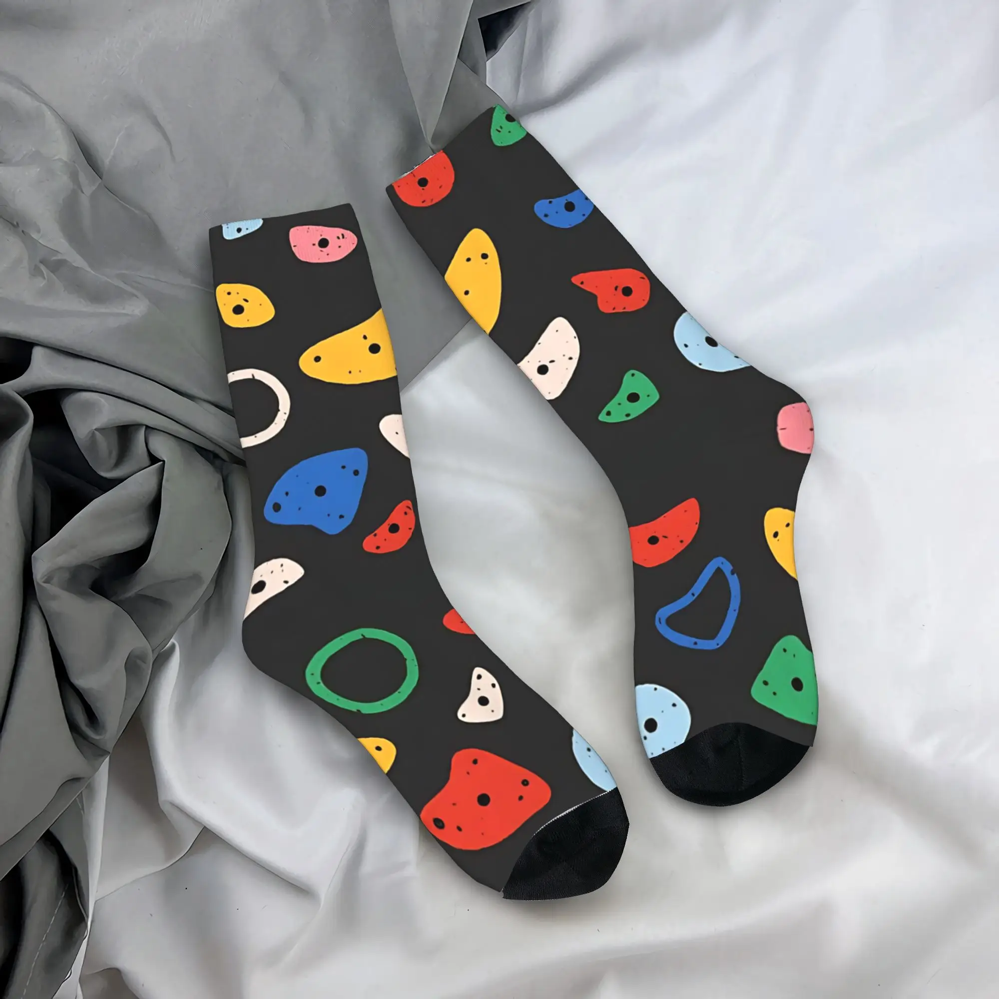 Colorful Climbing Wall Holds With Screw Holes On Dark Stockings  Custom Funny Socks Autumn Non Slip Socks Unisex Men Soft Socks