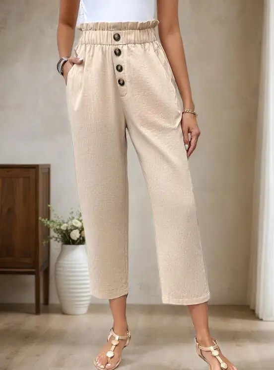 

Spring, Summer, New Autumn Versatile Casual Pants for Women, Loose and Fashionable 9-Point Dad Pants