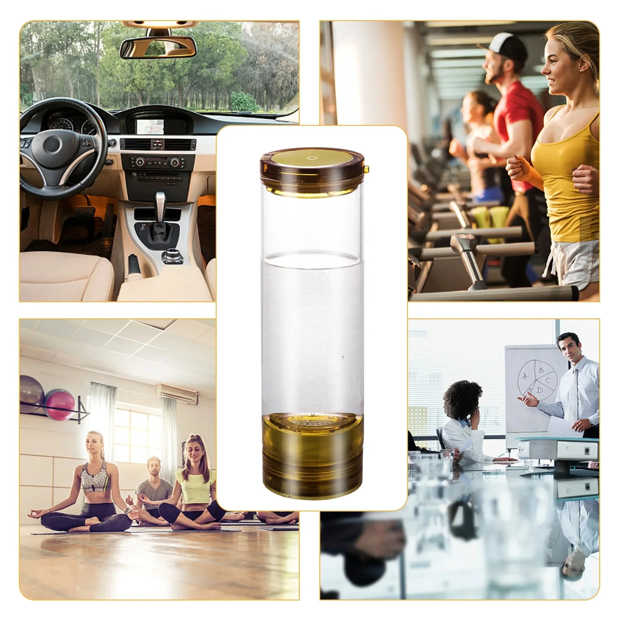 Portable Sport Office Gift Touch Control Hydrogen Rich Water H2 Water Maker Alkaline Ions Water Cup Bottle Glass  Factory